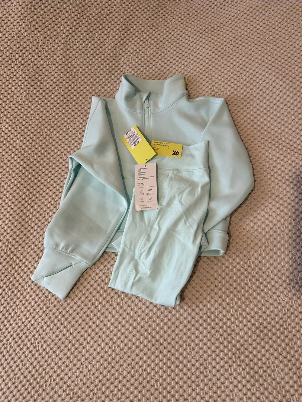 All in Motion Girls Light Mint Half-Zip Pullover Hoodie and Leggings